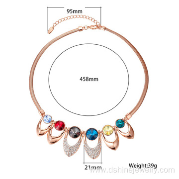Mesh Chain Choker Alloy Rhinestone Artificial Jewellery
